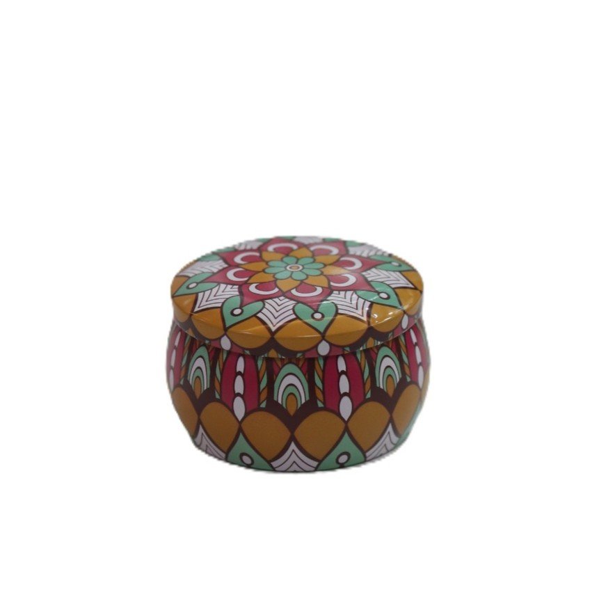 Decorative Printed Storage Tin Jar with Lid - Image 12