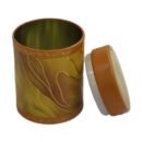 Golden Swirl Round Tin Canister with Airtight Lid