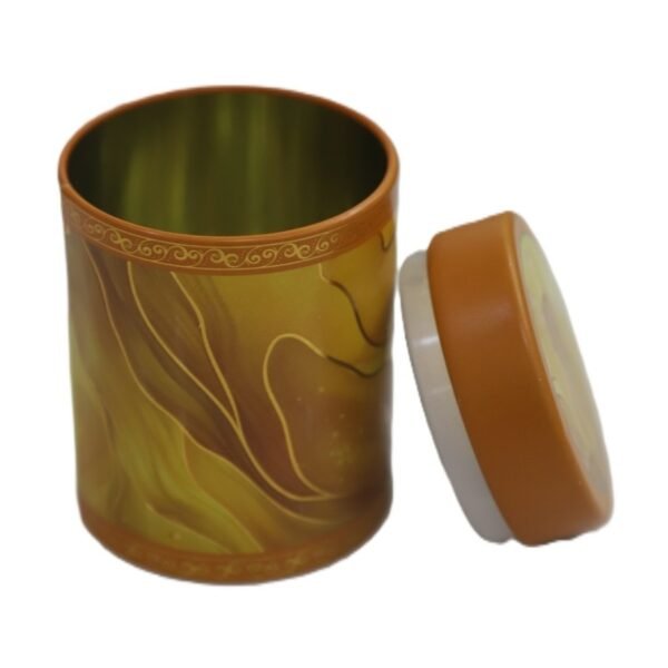Golden Swirl Round Tin Canister with Airtight Lid - Image 2
