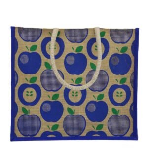 Apple design printed jute shopping bag