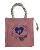 Color heart & Foot printed canvas bag