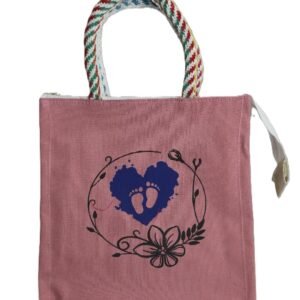 Color heart & Foot printed canvas bag