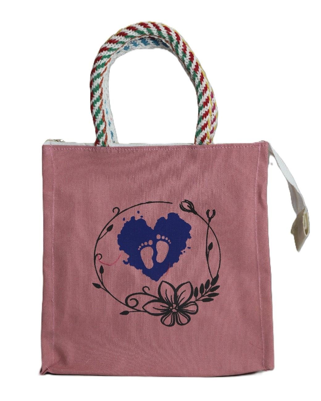 Color heart & Foot printed canvas bag