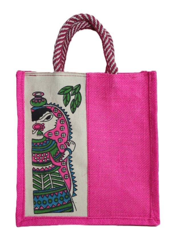 Full-color Jute bag with ethnic art print - Image 6