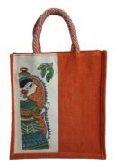 Full-color Jute bag with ethnic art print