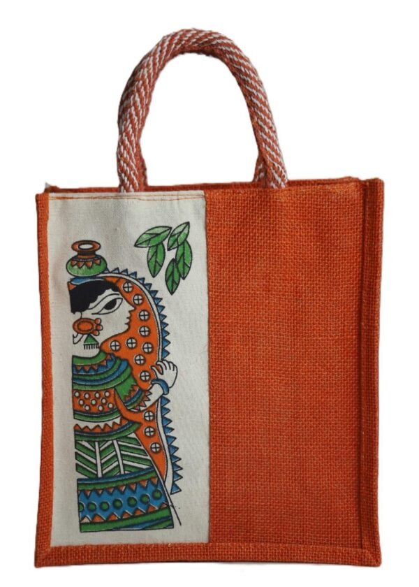 Full-color Jute bag with ethnic art print - Image 4