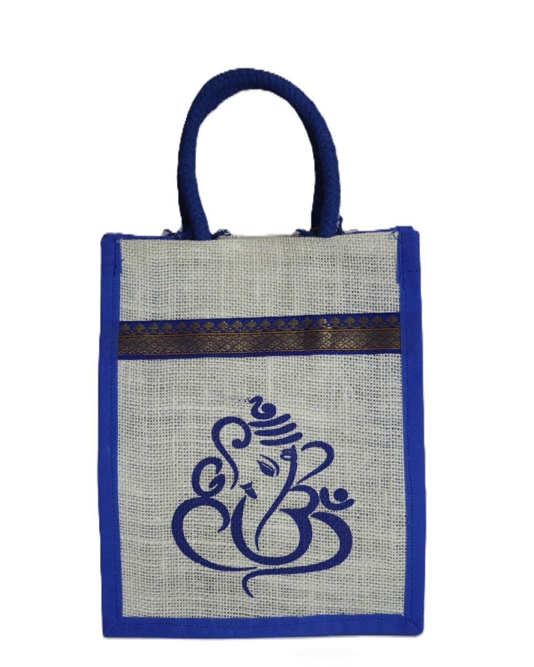 Ganesha printed jute bag with side nonoven