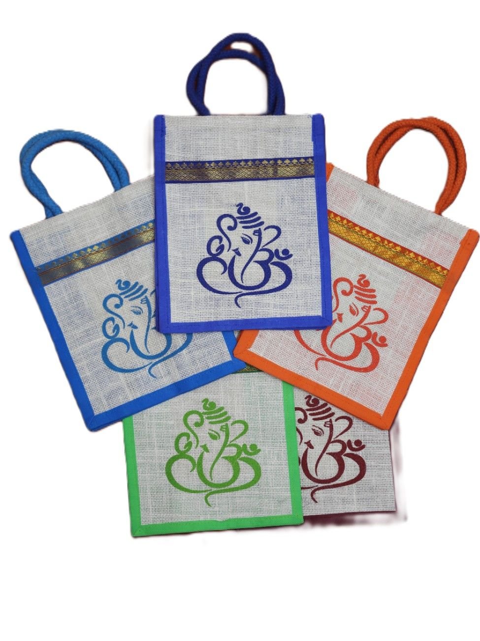 Ganesha printed Jute with side non-woven bag 8L x 10H - Image 4