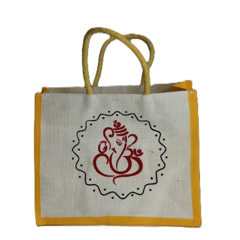 Ganesha Printed jute bag with nonwoven side color 10L x 8H - Image 4