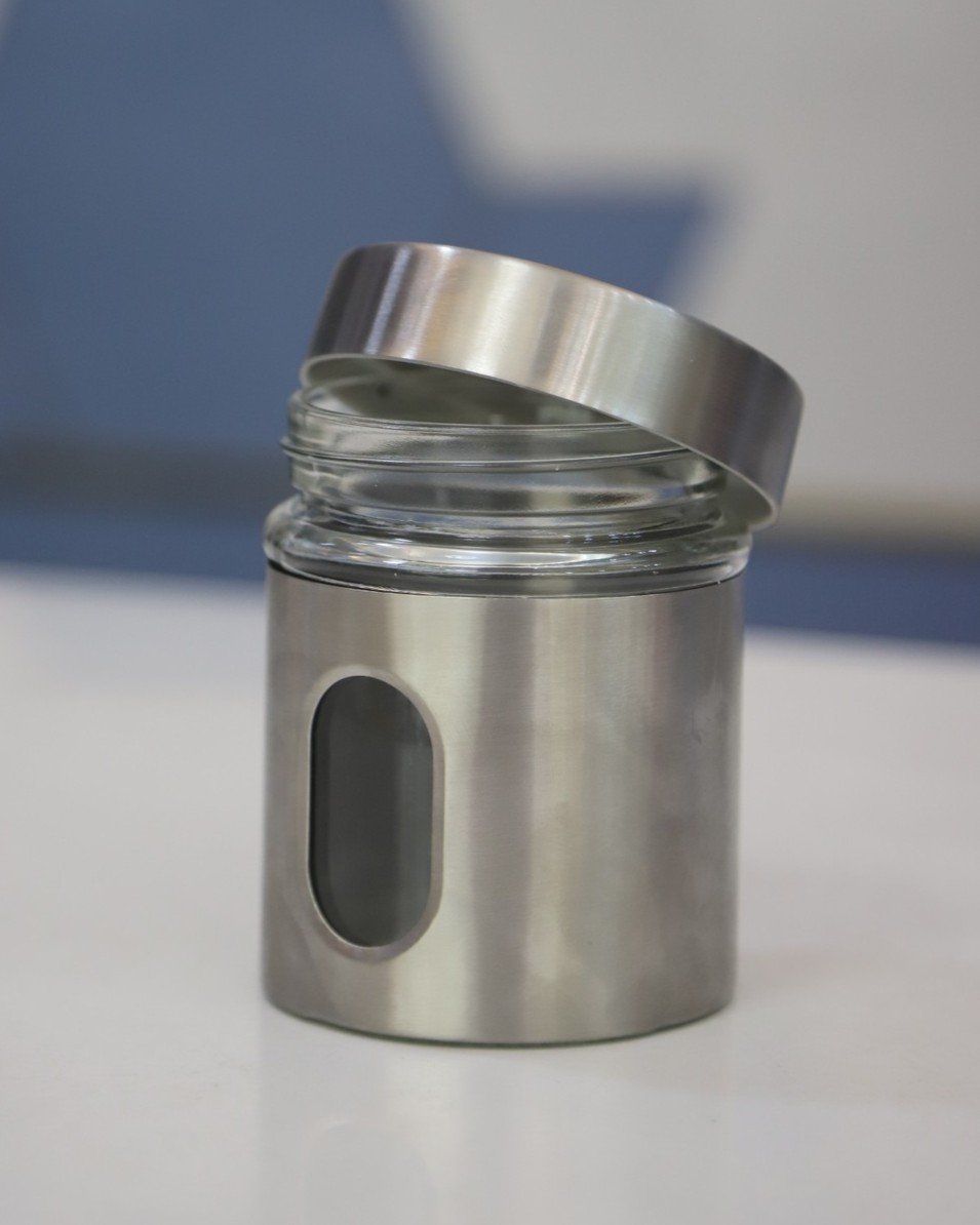 Storage Glass Jar with Stainless Steel Lid & Window - Image 2