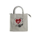 heart and foot print cnavas tote bag