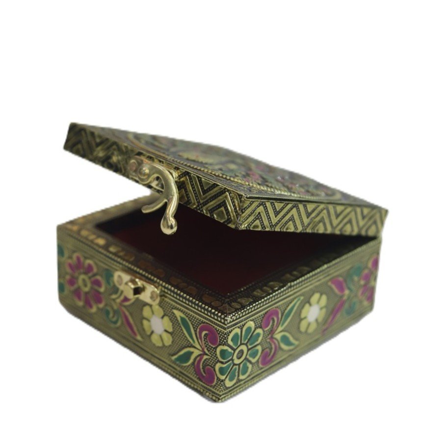 Kalamkari peacock ddesigned jewel box small