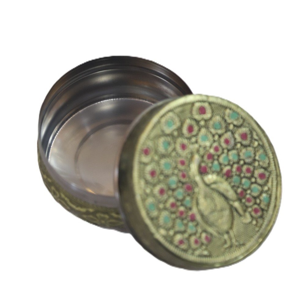 Kalamkari stainless steel tiffin box with peacock design - Image 3