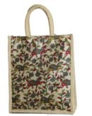 Kalamkari natural Jute bag large 12L x 14H