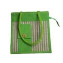 Long handled color jute bag with mobile pouch