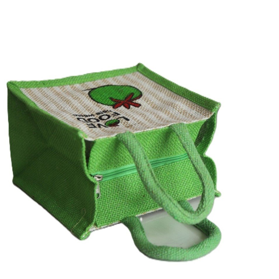 Love Food Printed Jute Bag Small 8x8 - Image 2
