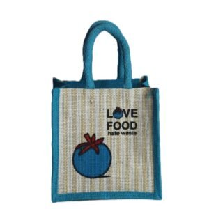 Love food hate waste jute bag with colors