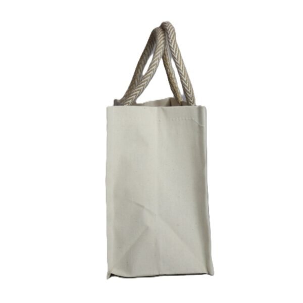 Side View of love food hate waste canvas bag