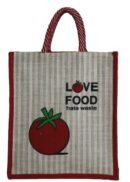 Love food side color jute bag