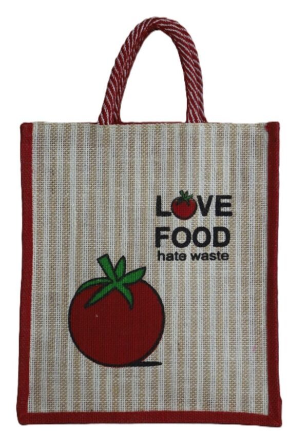 Love food side color jute bag
