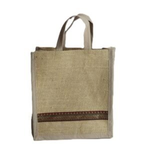 Jute bag with sides nonwoven jari design