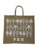 Natural Jute shopping bag with assorted white prints