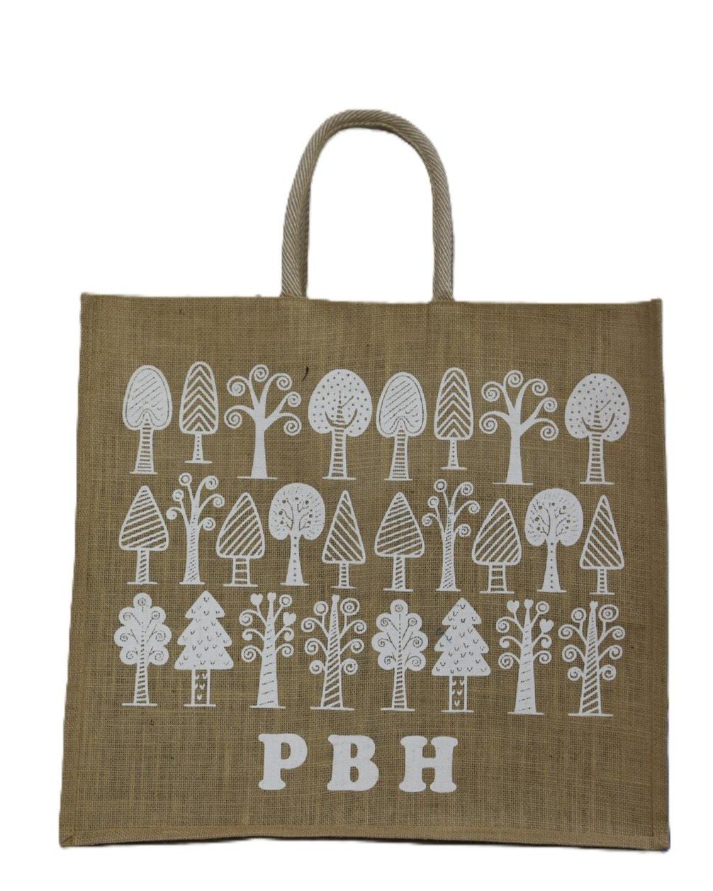 Natural Jute shopping bag with assorted white prints