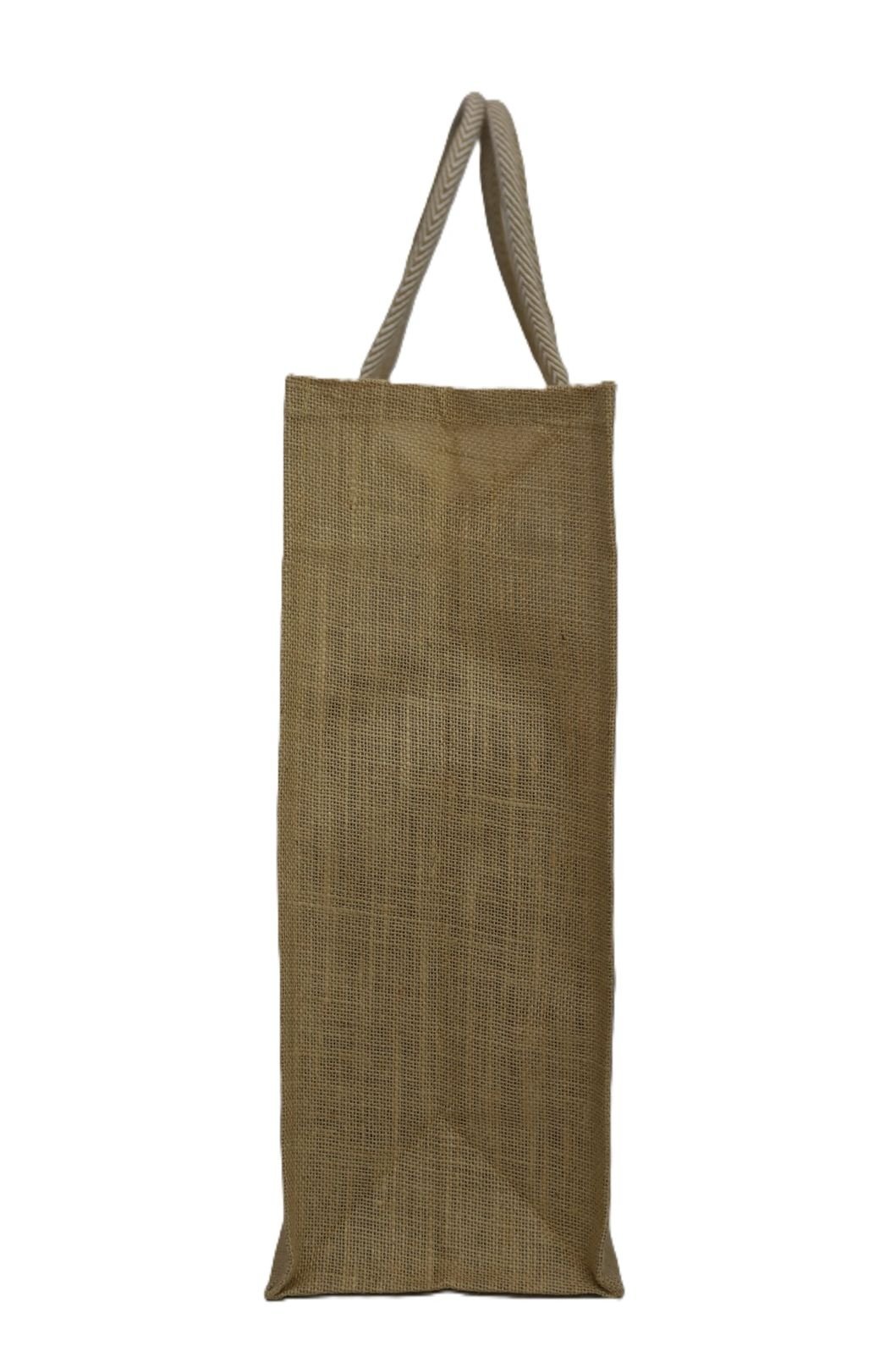 Natural Jute Bag With Assorted White Print - Image 2