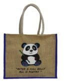 Panda designed jute handbag