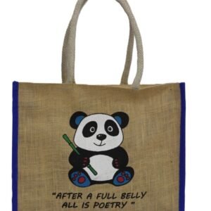 Panda designed jute handbag