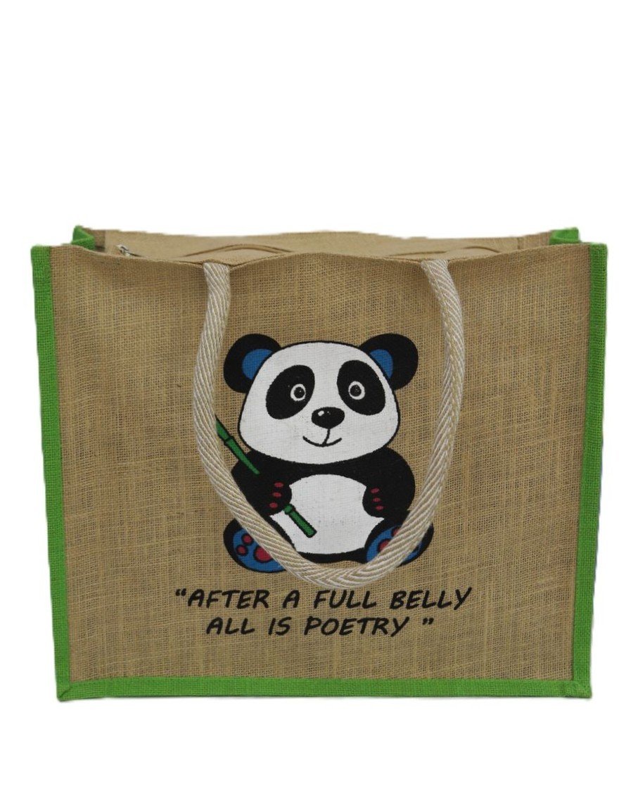 Panda Designed Jute Handbag - Image 2