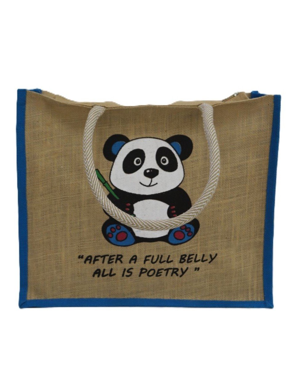 Panda Designed Jute Handbag - Image 3