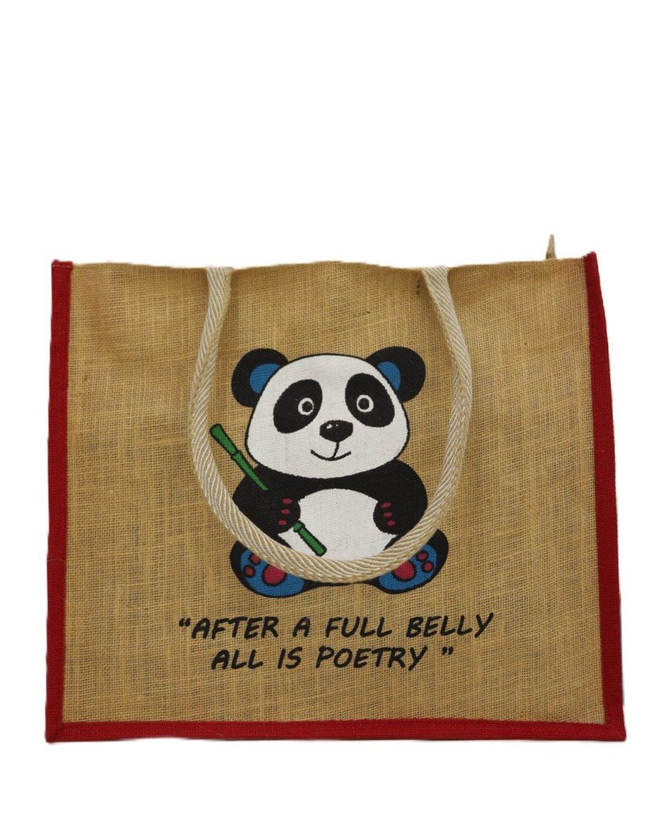 Panda Designed Jute Handbag - Image 5