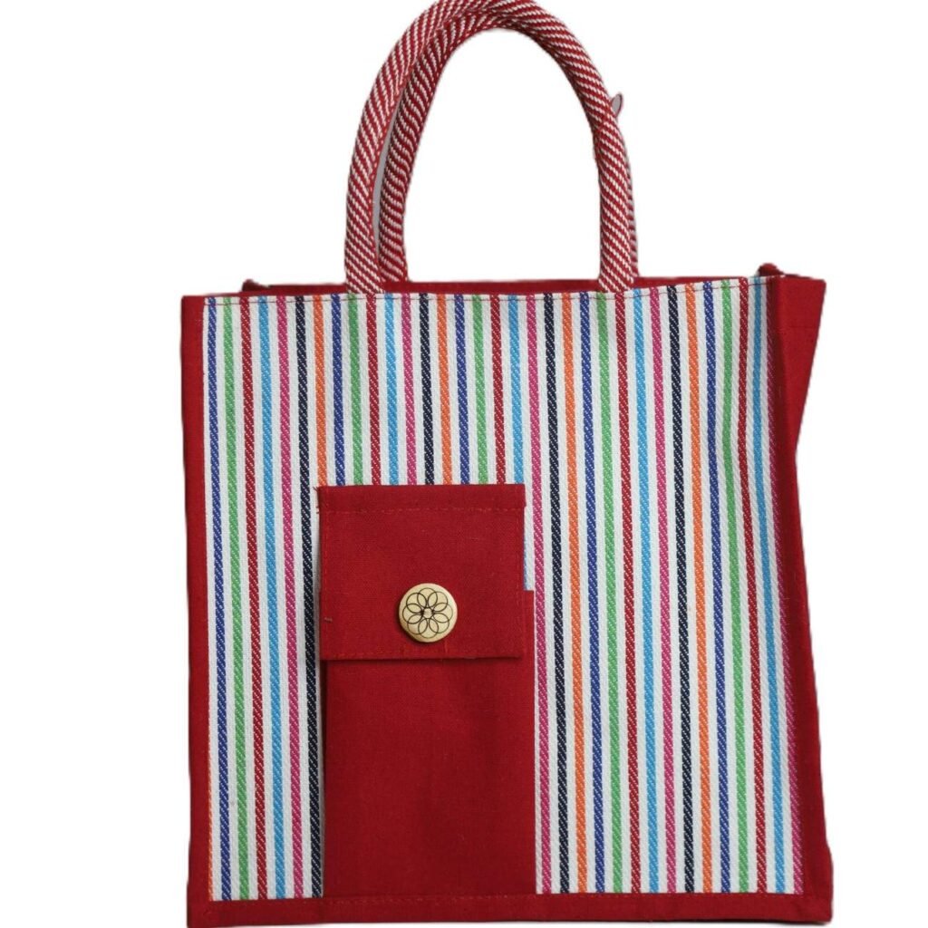 Short handled color jute with mobile pouch