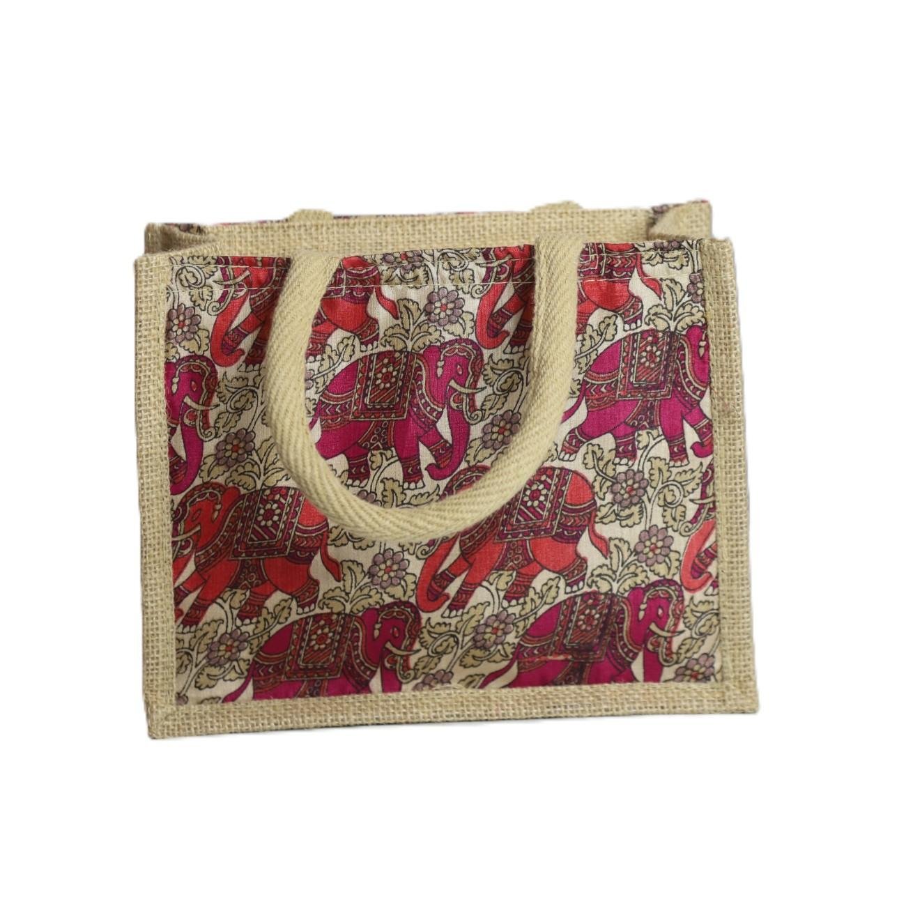 Kalamkari Natural Jute bag small 10L x 8H - Image 3