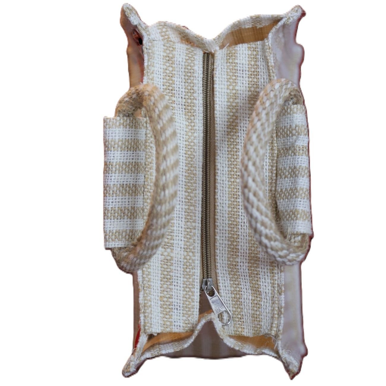 Transparent panel Jute bag with jari design - Image 3