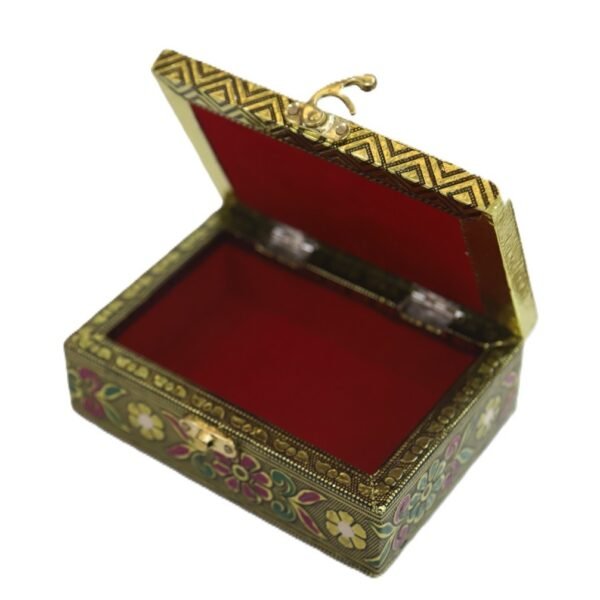 Kalamkari Decorative Jewel Box with Artistic peacock Floral Pattern 4W x 6L - Image 4