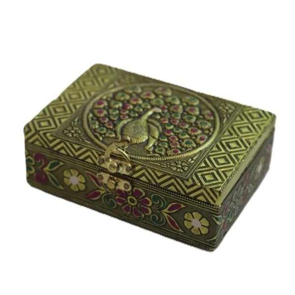 Kalamkari peacock designed jewel box large
