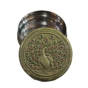 Kalamkari peacock designed stainless steel tiffin box