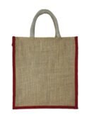 Jute bag  with Geometric & marine items printed shopping bag.
