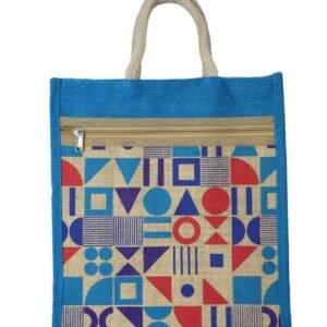 Jute bag with geometric and marie prints