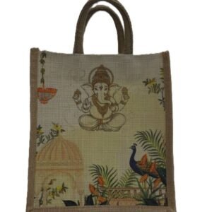 Digital vinayagar printed jute bag with zip