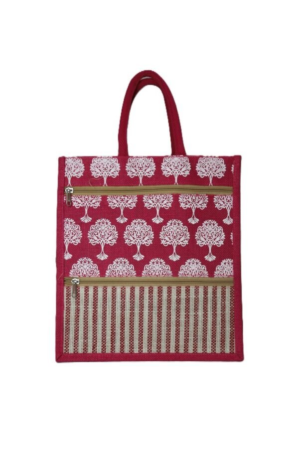 Eco-friendly jute with dual-zip jute handbag - Image 4