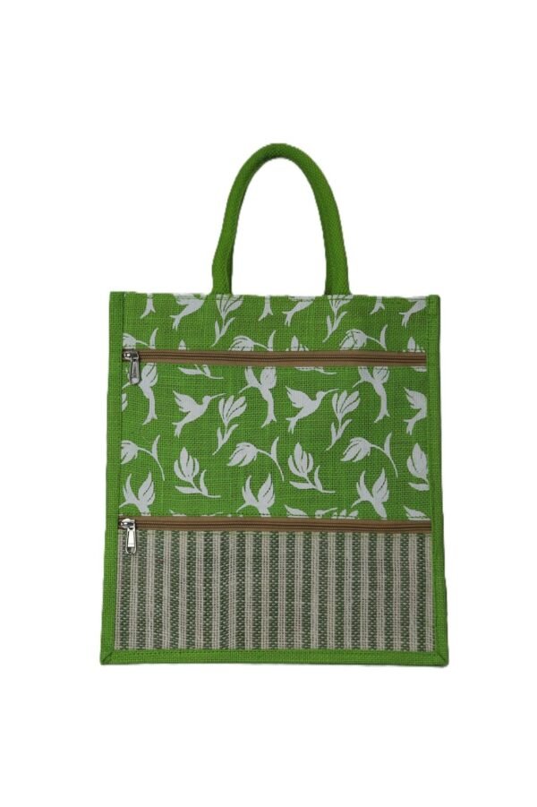 Eco-friendly jute with dual-zip jute handbag - Image 5