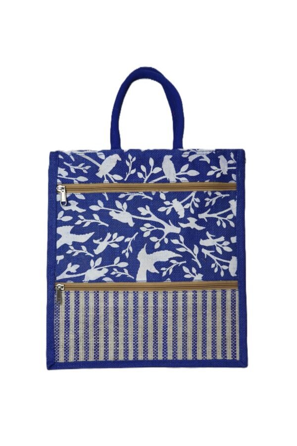 Colorful jute bag with front double pocket