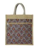 Jute bag kalamkari design with front zip