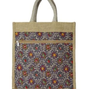 Jute bag kalamkari design with front zip