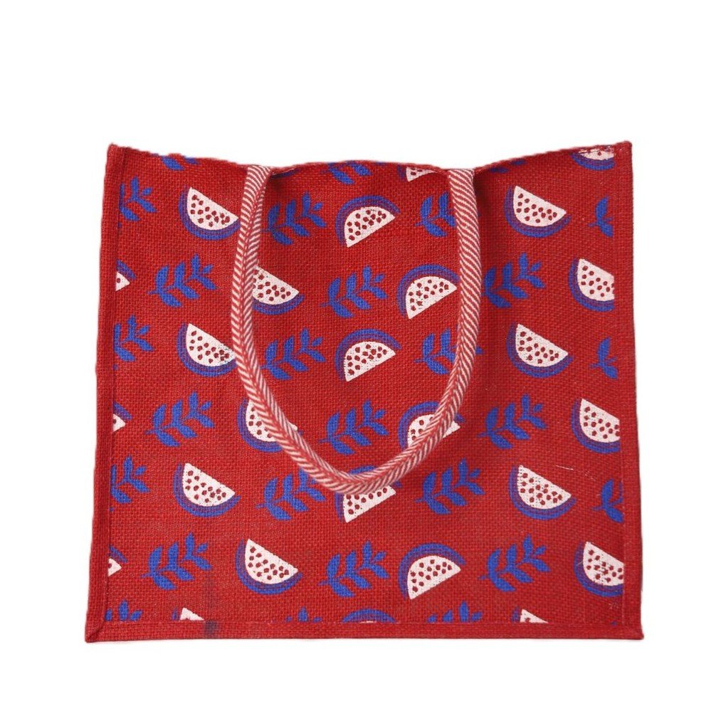 Full colored and printed large jute bag with zip closure. - Image 5