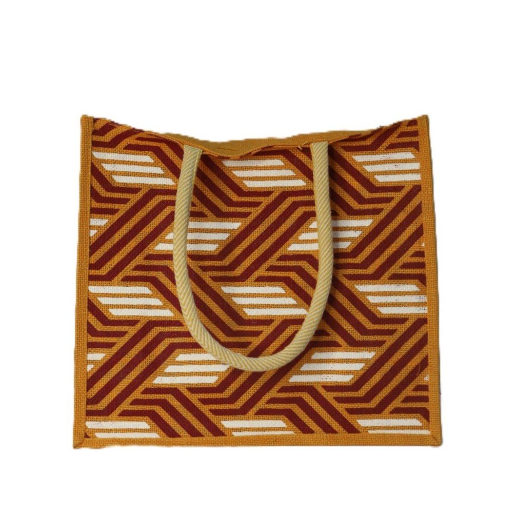 Full colored and printed large jute bag with zip closure. - Image 6