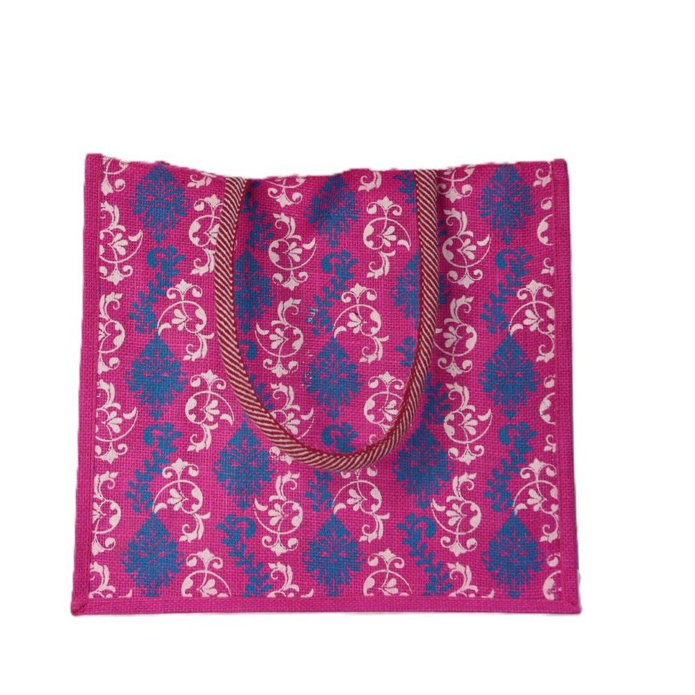 Full colored and printed large jute bag with zip closure. - Image 3